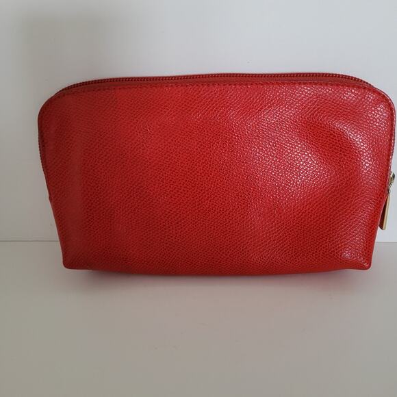 Furla 2 Piece Set Cases Red Leather Cosmetic Bags Pouch Small Good Condition - Picture 3 of 14
